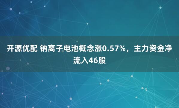 开源优配 钠离子电池概念涨0.57%，主力资金净流入46股