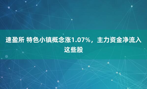 速盈所 特色小镇概念涨1.07%，主力资金净流入这些股